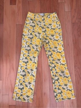 RVCA Yellow Floral Corduroy Pants